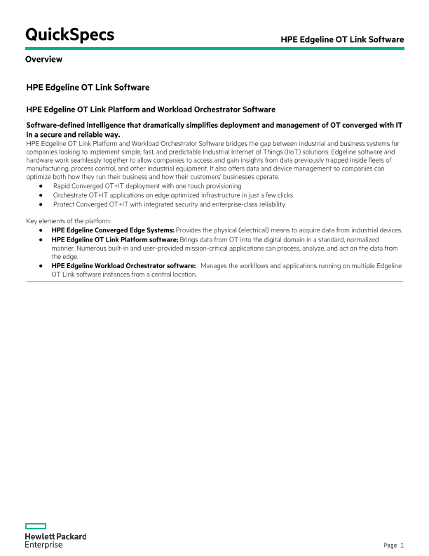 HPE Edgeline OT Link Software thumbnail