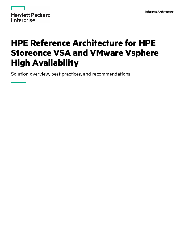 HPE Reference Architecture for HPE StoreOnce VSA and VMware vSphere  High Availability thumbnail
