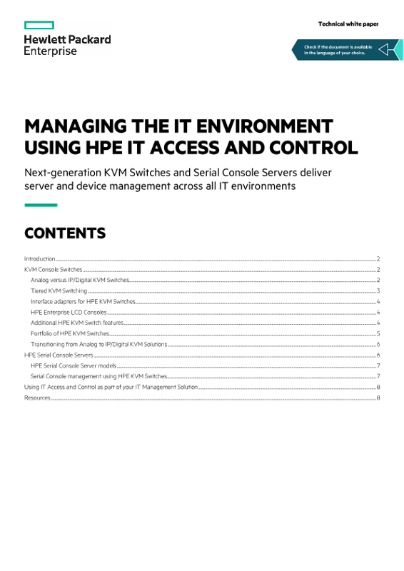 Managing the IT environment using HPE IT Access and Control technical white paper thumbnail