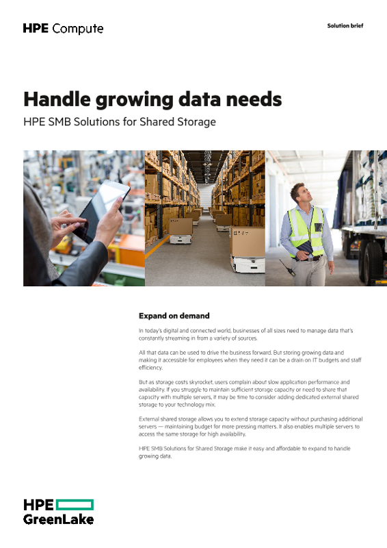 Handle growing data needs – HPE Solutions for Shared Storage solution brief thumbnail