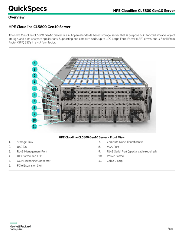 HPE Cloudline CL5800 Gen10 Server thumbnail