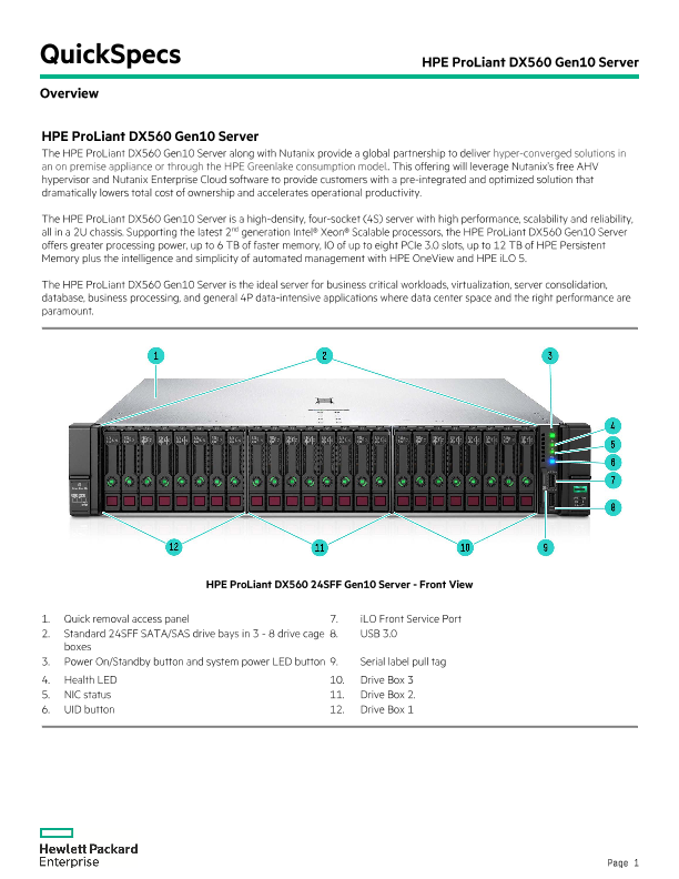 HPE ProLiant DX560 Gen10 Server thumbnail