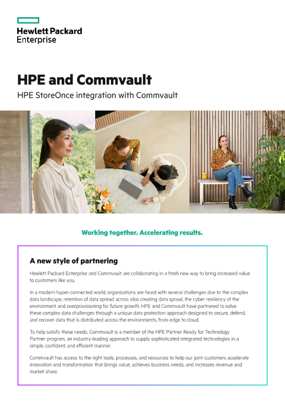 HPE and Commvault – HPE StoreOnce and Commvault Complete Backup and Recovery product brochure thumbnail
