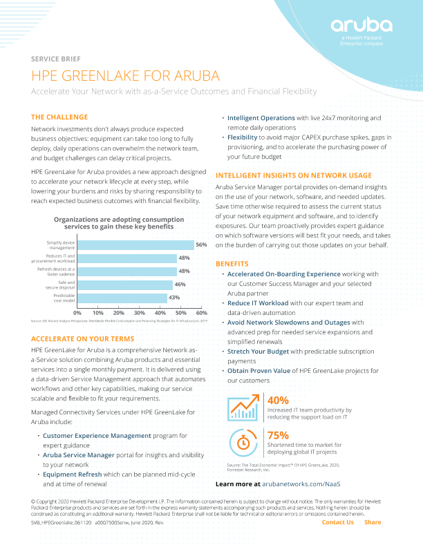 HPE Greenlake for Aruba Service Brief thumbnail