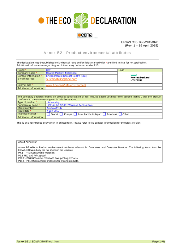 HPE Aruba Networking AP-11x Wireless Access Point thumbnail