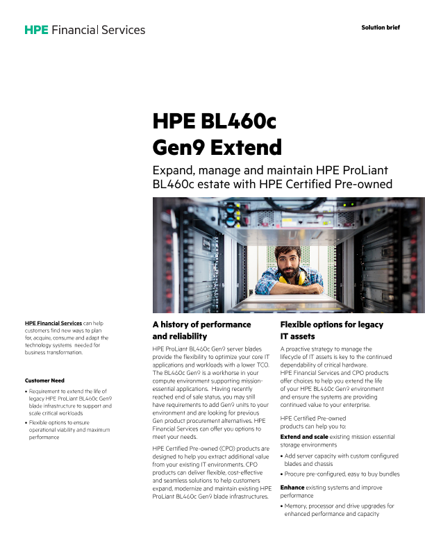 HPE BL460c Gen9 Extend Solution Brief thumbnail