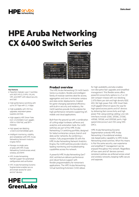 Aruba CX 6400 Switch Series Data Sheet thumbnail