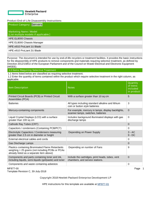 HPE EL8000 e910 Blade Server thumbnail