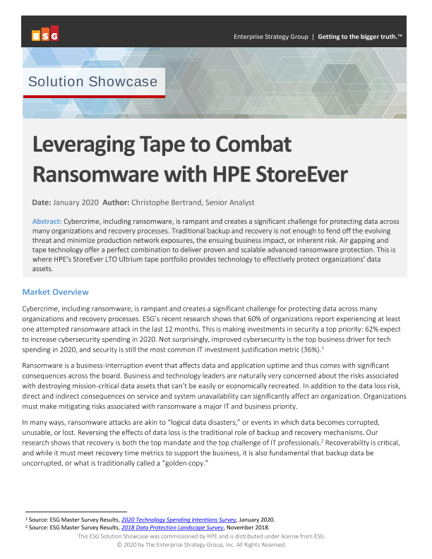 Leveraging Tape to Combat Ransomware with HPE StoreEver thumbnail