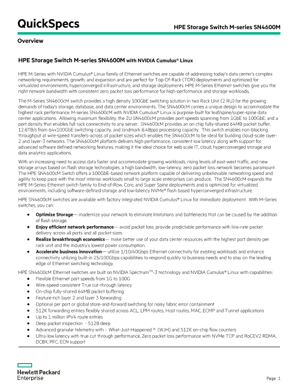 HPE M-series SN4600M Switch thumbnail