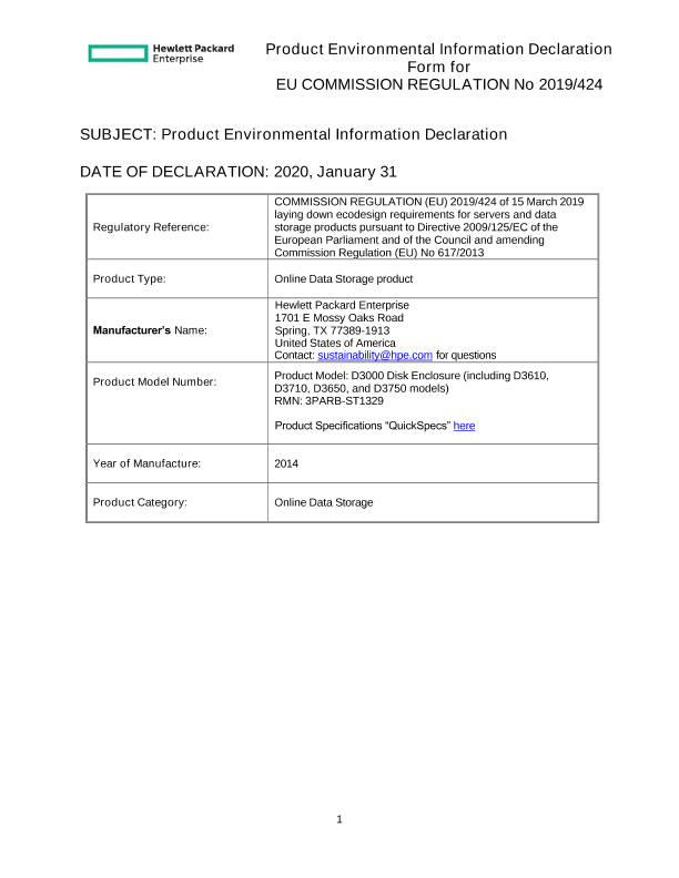 HPE D3000 Series Enclosure (D3610,D3710, D3650, D3750) thumbnail