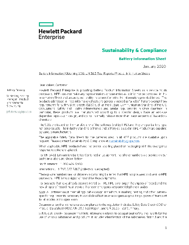 HPE Battery Information Sheet thumbnail