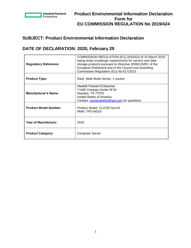 HPE Cloudline CL4150 Gen10 thumbnail