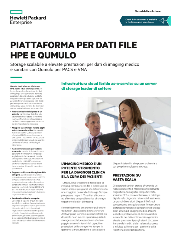 Piattaforma per dati file HPE e Qumulo - Sintesi della soluzione thumbnail