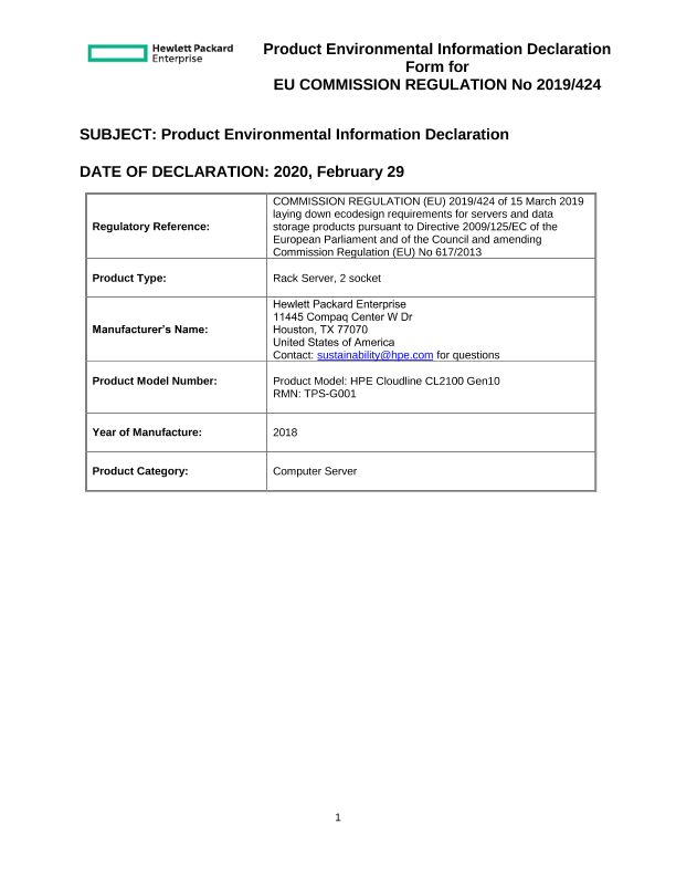 HPE Cloudline CL2100 Gen10 thumbnail