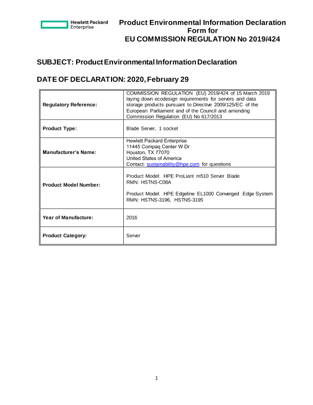 HPE Edgeline EL1000 ProLiant m510  Server Blade thumbnail