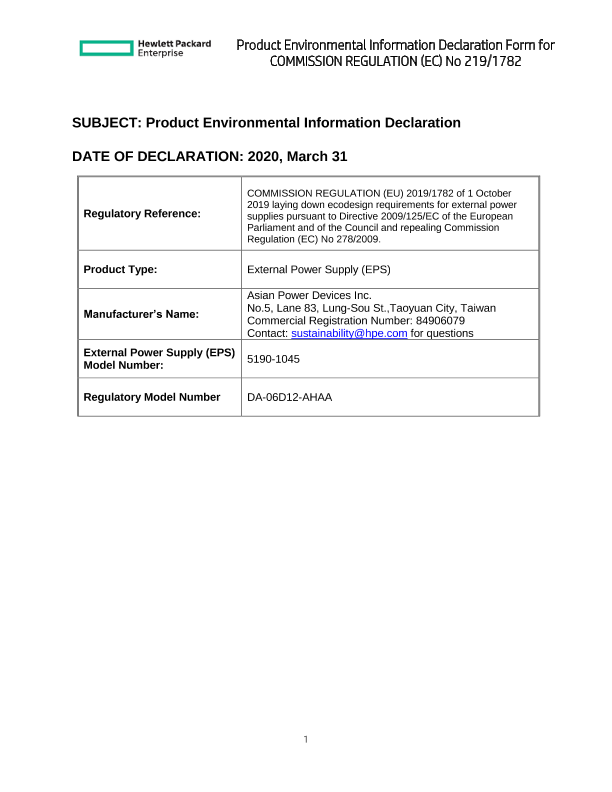 HPE ErP Lot 7 Info Declaration Template rev2 5190-1045 thumbnail