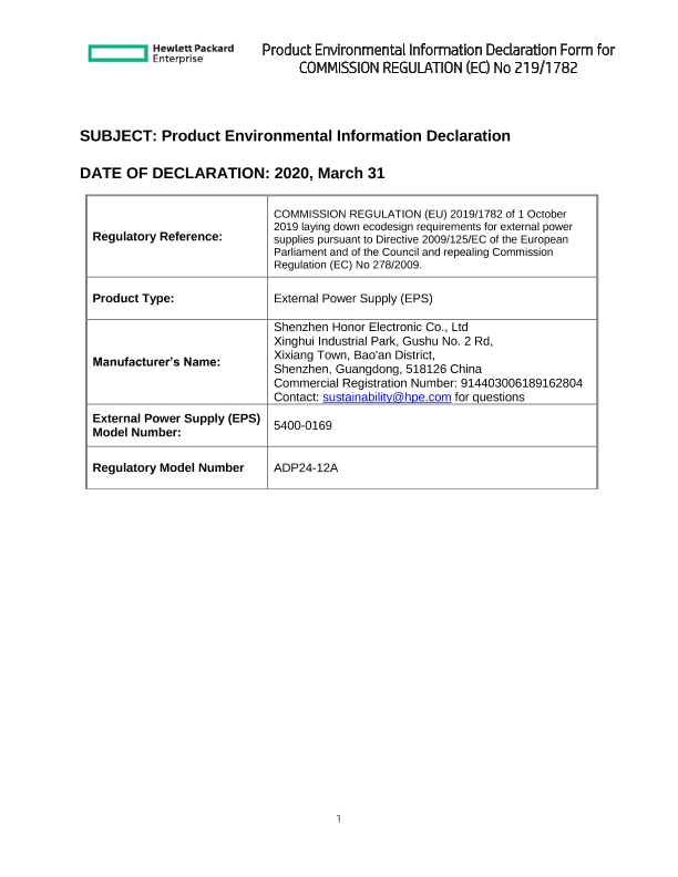 HPE ErP Lot 7 Info Declaration Template rev2 5400-0169 thumbnail