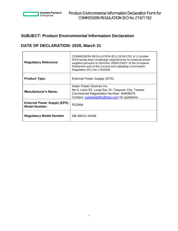 HPE ErP Lot 7 Info Declaration Template rev2 DB-48A12-AAAB thumbnail