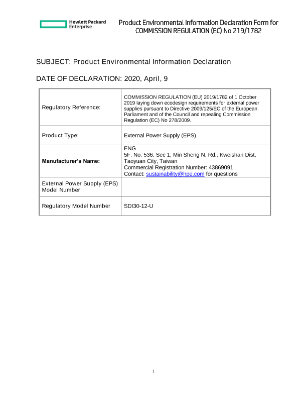 HPE ErP Lot 7 Info Declaration SDI30-12-U thumbnail