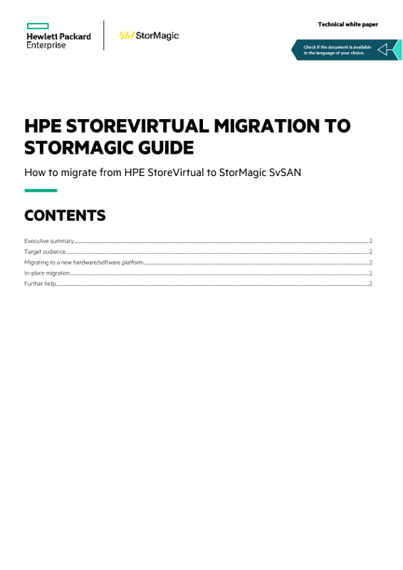 HPE StoreVirtual Migration to StorMagic Guide technical white paper thumbnail
