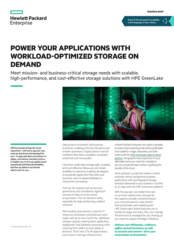Power your applications with workload-optimized storage on demand solution brief thumbnail