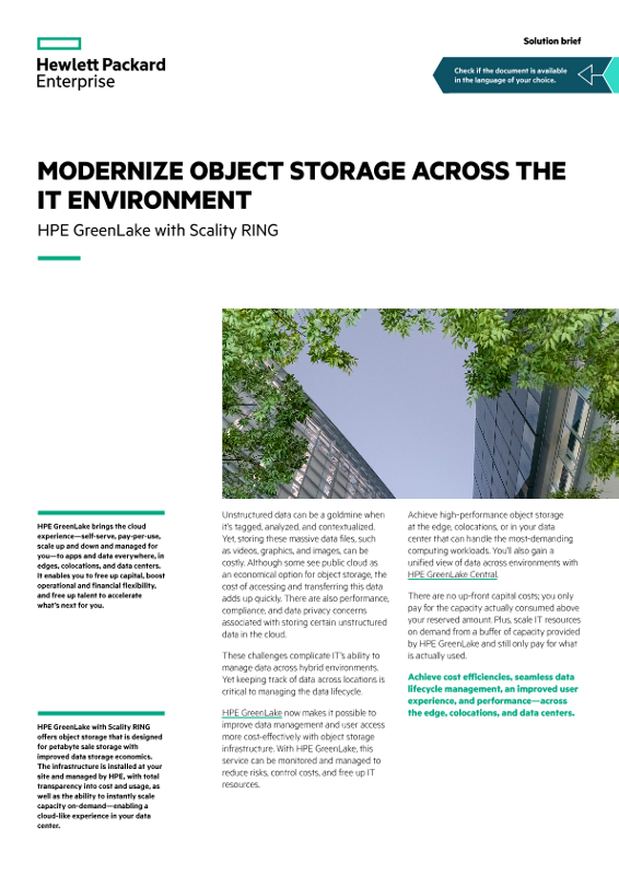Modernize Object Storage Across the IT Environment solution brief thumbnail