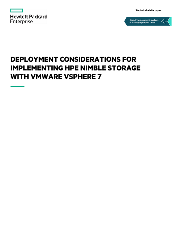 Best Practices for Implementing HPE Nimble Storage with VMware vSphere 7 thumbnail