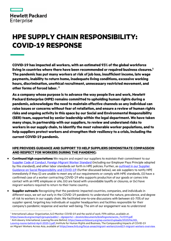 HPE Supply Chain Responsibility: COVID-19 Response thumbnail