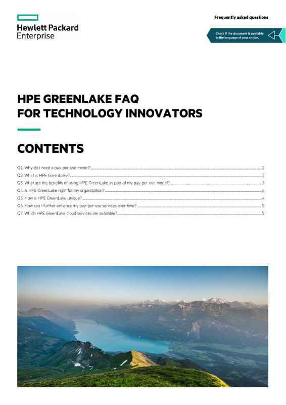 HPE GreenLake FAQ for technology innovators frequently asked questions thumbnail