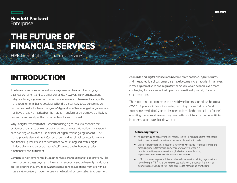 The future of Financial Services;  HPE GreenLake for FSI thumbnail