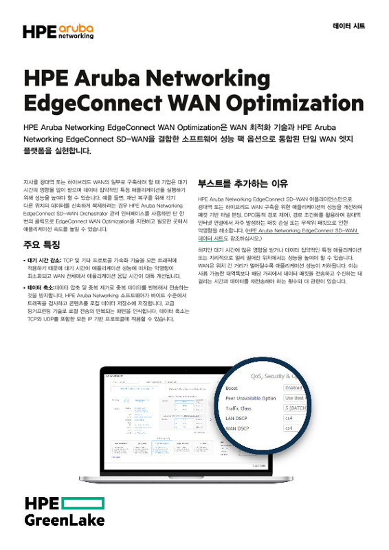 엔터프라이즈: HPE Aruba Networking Boost WAN Optimization 데이터 시트 thumbnail