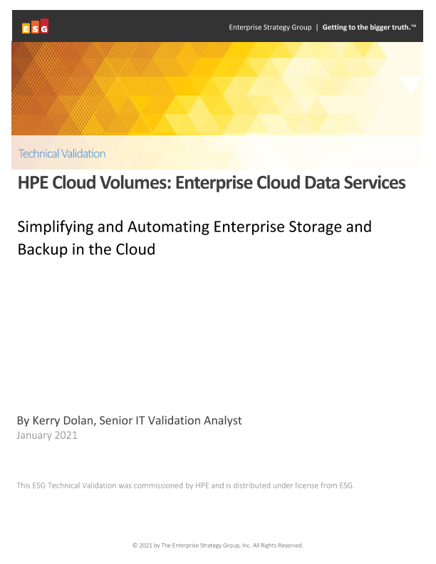 ESG Technical Validation: HPE Cloud Volumes, Enterprise Cloud Data Services thumbnail