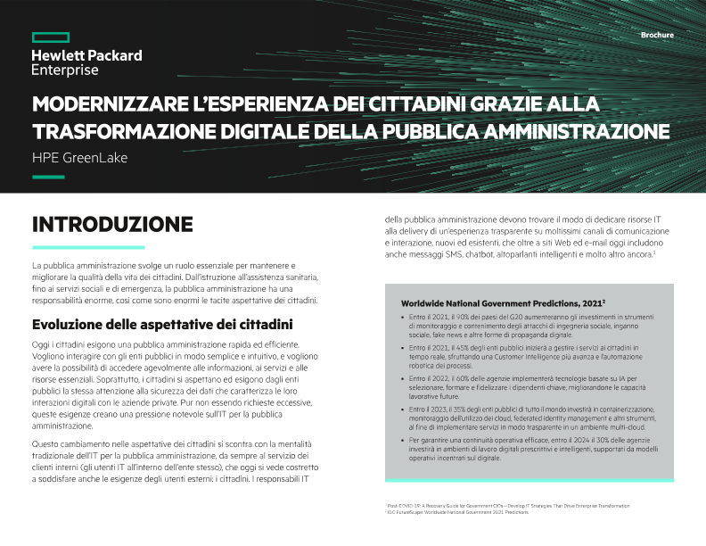 Modernizzare l’esperienza dei cittadini grazie alla trasformazione digitale della pubblica amministrazione - Brochure thumbnail