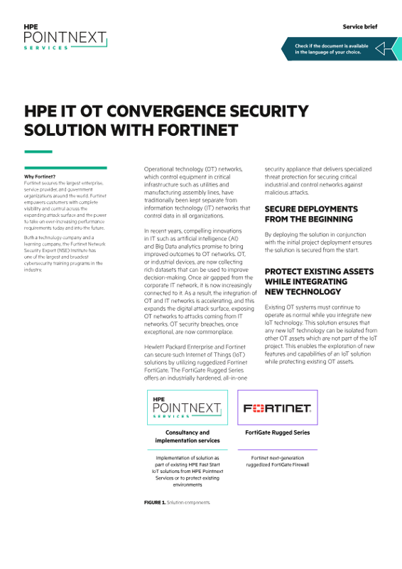HPE IT OT Convergence Security Solution with Fortinet service brief thumbnail
