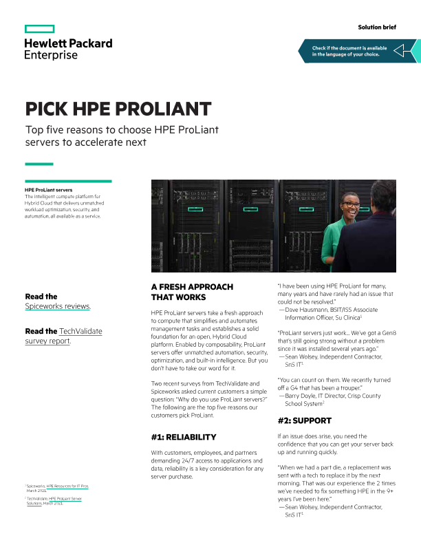 Pick HPE ProLiant: Top five reasons to choose HPE ProLiant servers to accelerate next thumbnail