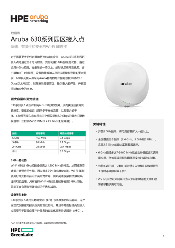 Aruba 630系列园区接入点 thumbnail