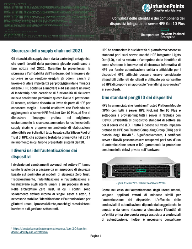 Convalida delle identità e dei componenti dei dispositivi integrata nei server HPE Gen10 Plus thumbnail