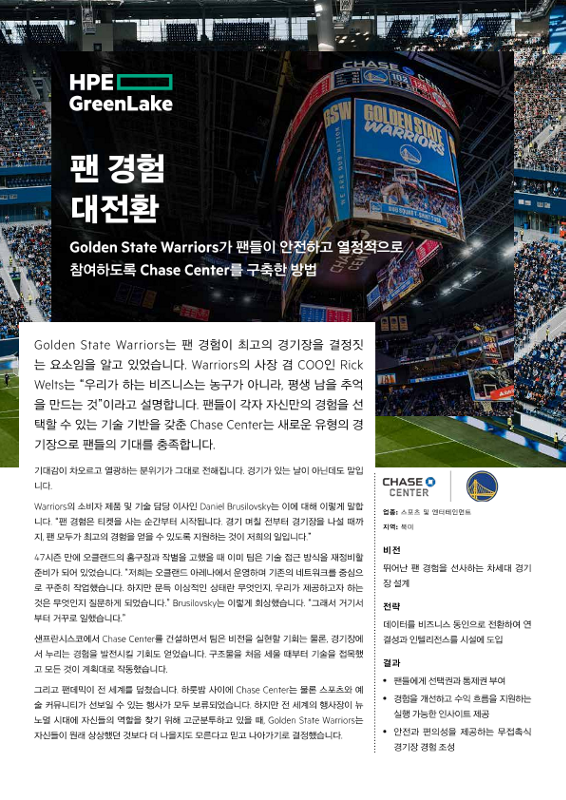 디지털 변화 주도 요인 HPE SimpliVity를 통해 농구와 IT 부문에서 모두 승리를 거머쥔 Golden State Warriors thumbnail