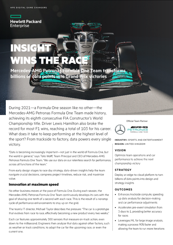 Insight wins the race – Mercedes-AMG Petronas Formula One Team case study thumbnail