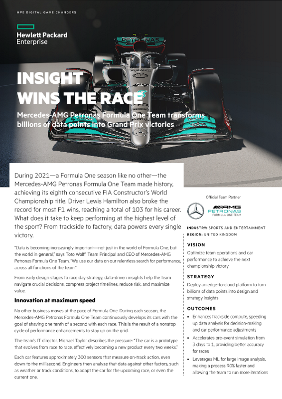 Insight wins the race – Mercedes-AMG Petronas Formula One Team case study