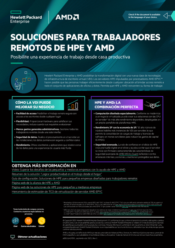 Soluciones para trabajadores remotos de HPE y AMD de un vistazo thumbnail
