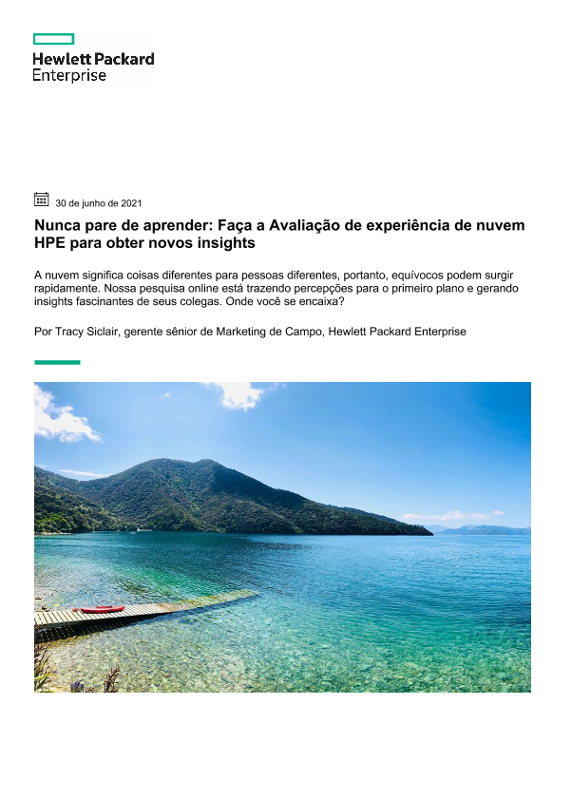 Nunca pare de aprender: Faça a Avaliação de experiência de nuvem HPE para obter novos insights thumbnail