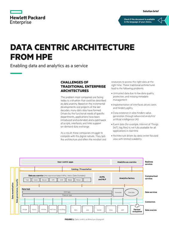 Data Centric Architecture From HPE – Enabling data and analytics as a service solution brief thumbnail