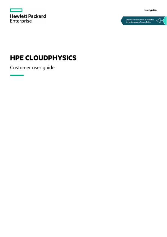 HPE CloudPhysics Customer User Guide thumbnail