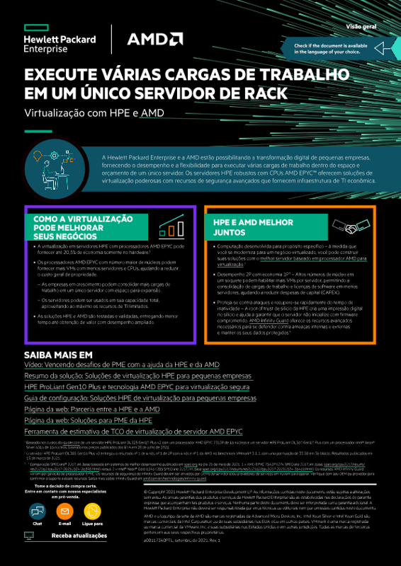 Visão geral: Execute várias cargas de trabalho em um único servidor de rack – Virtualização com HPE e AMD thumbnail