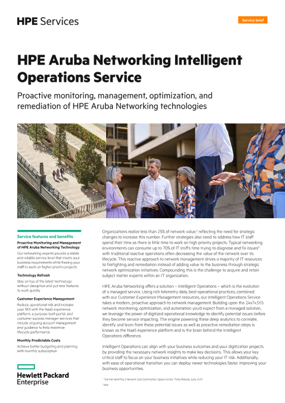 HPE Aruba Networking Intelligent Operations Service thumbnail