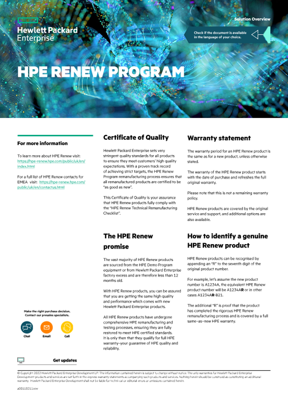 HPE Renew Program Quality Certificate thumbnail