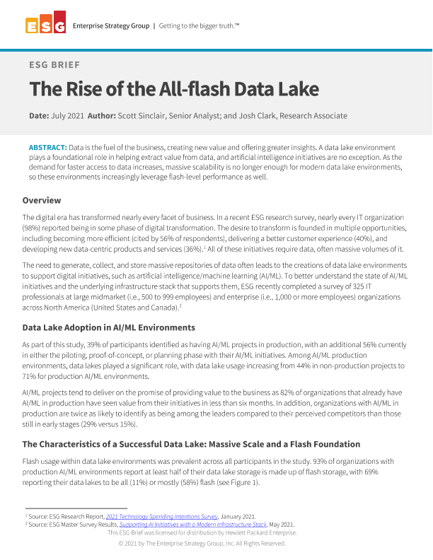 The Rise of the All-flash Data Lake - ESG Brief thumbnail
