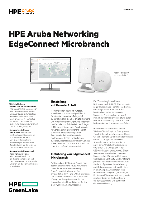 HPE Aruba Networking EdgeConnect Microbranch thumbnail